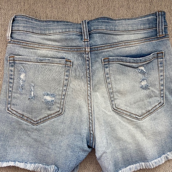 Women's Midrise Distressed Jean Shorts (Light Denim) - Picture 2 of 3